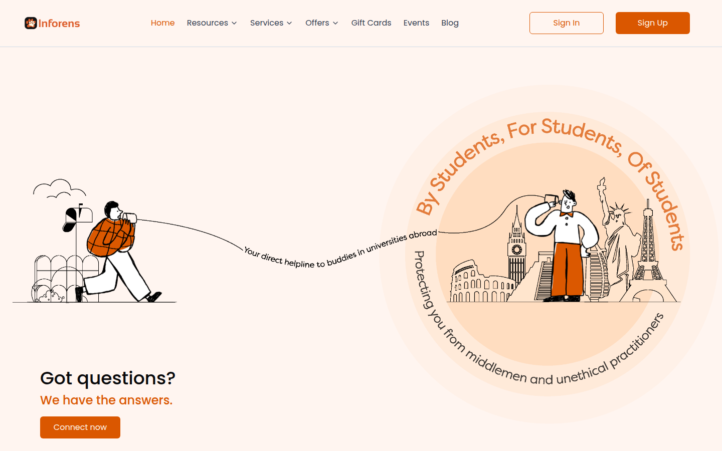 Inforens international student support homepage